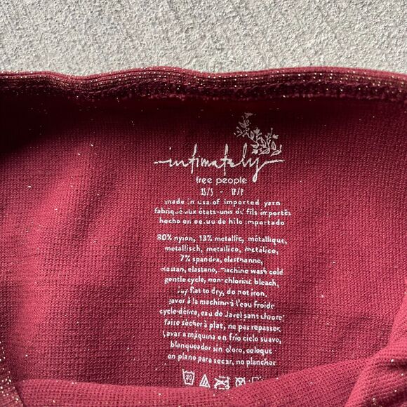 Free People Intimately Size XS/S Brami Crop Top Seamless Wine Red Lurex Strappy - Picture 7 of 7